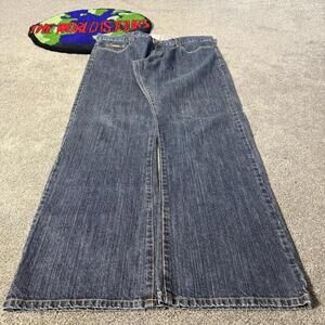 NAVY ACID WASHED Y2K RMPG BAGGY JEANS